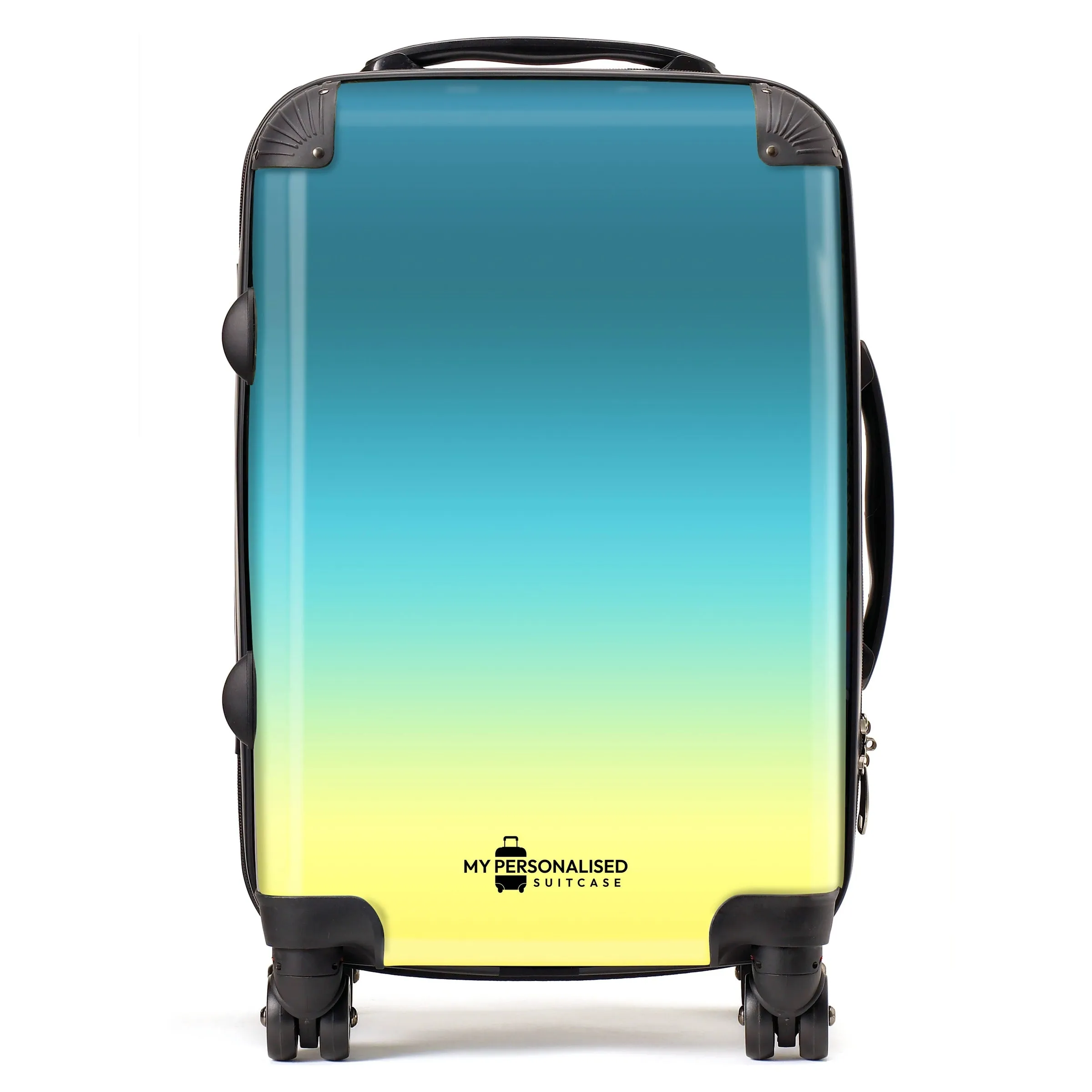 Personalised Yellow and Blue Ombre Gradient Suitcase