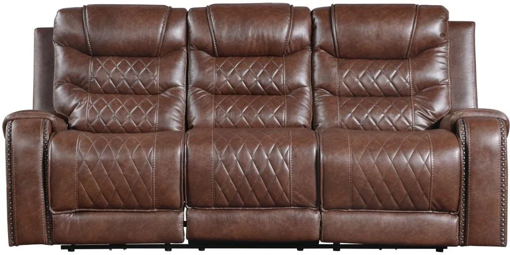 Putnam Double Reclining Sofa with Drop-Down in Brown 9405BR-3