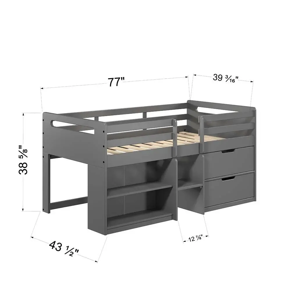 Renata Twin Loft Bed , Gray Finish