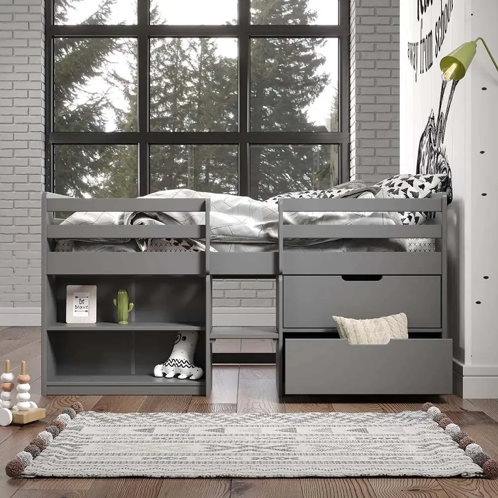 Renata Twin Loft Bed , Gray Finish