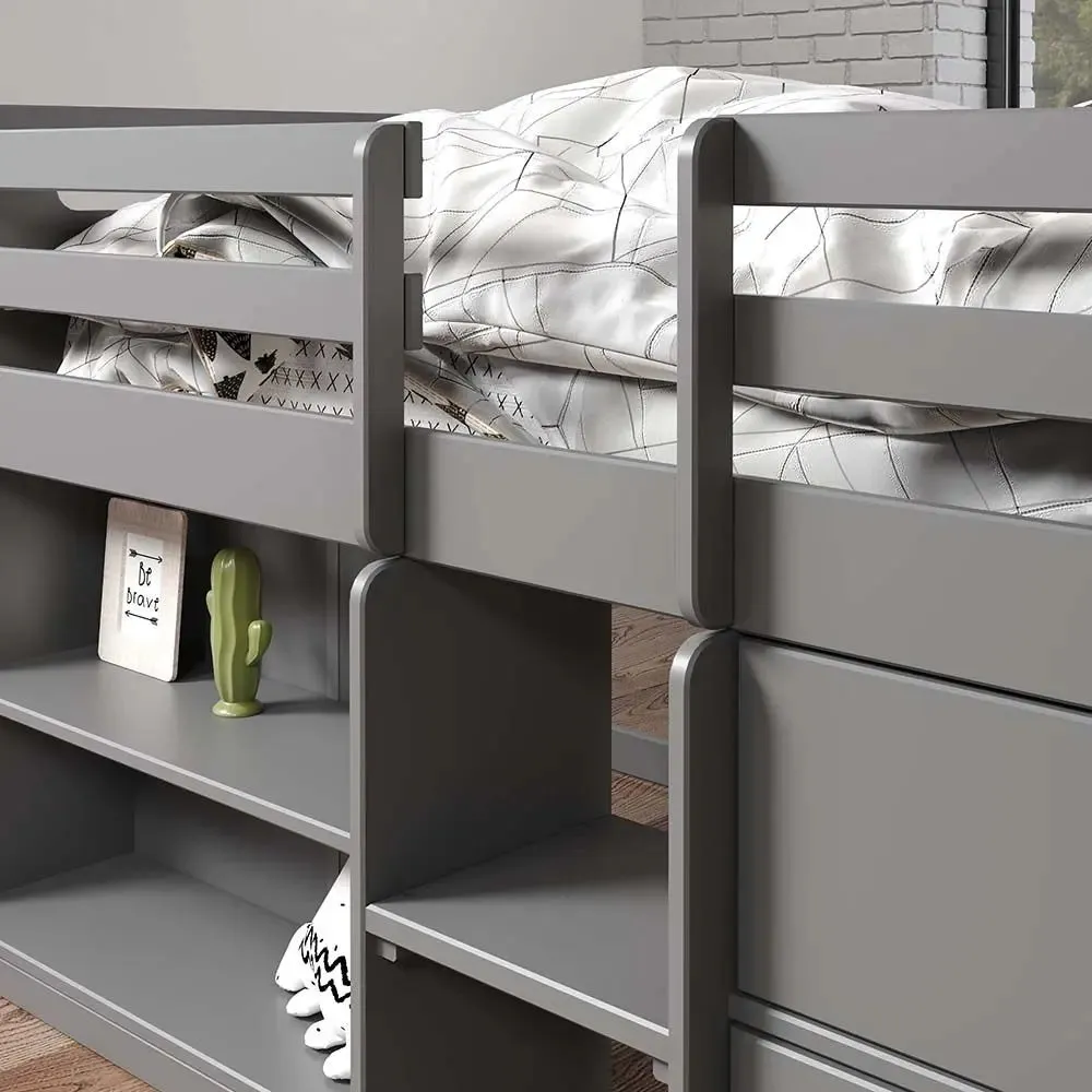 Renata Twin Loft Bed , Gray Finish