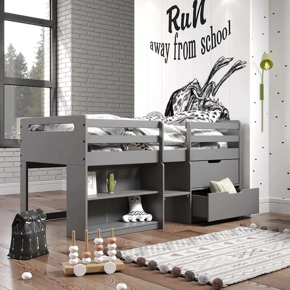 Renata Twin Loft Bed , Gray Finish