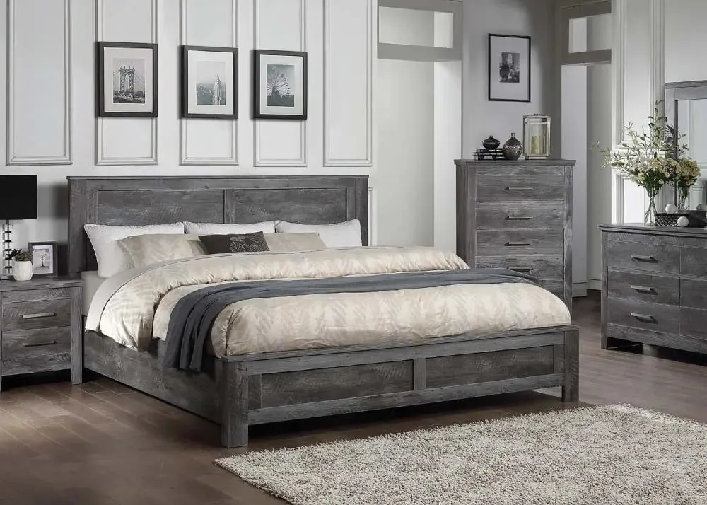 Rodrigo King Bed, Rustic Gray Oak