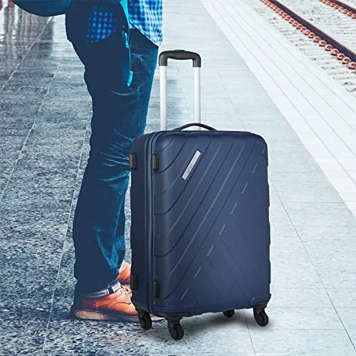 Safari Ray 65 cms Medium Check-in Polycarbonate (PC) Hard Sided 4 Wheels 360 Degree Rotation Luggage/Suitcase/Trolley Bag (Midnight Blue)