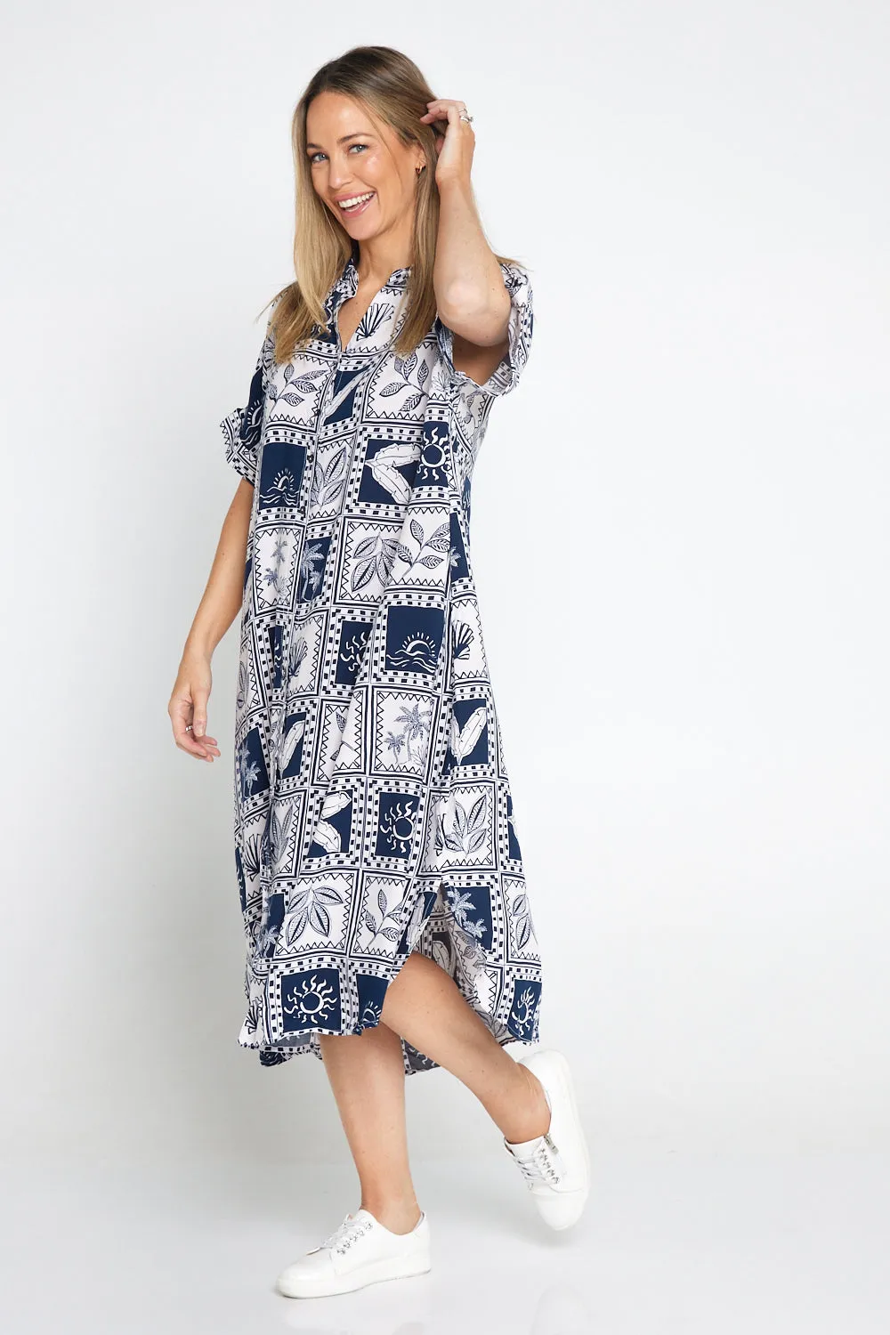 Seabreeze Dress - Navy/White Postcard