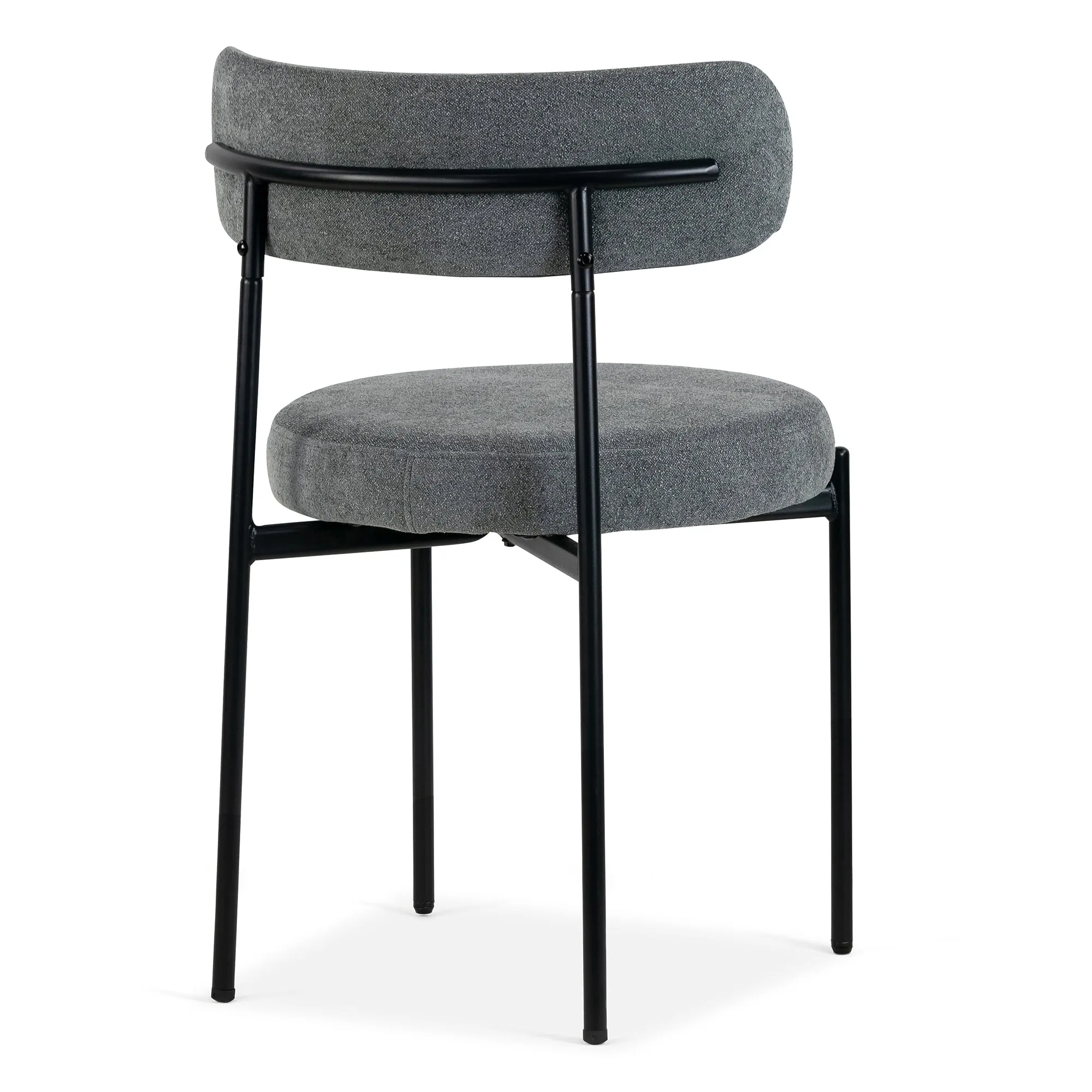 Set of 2 Avrom Gray Boucle Dining Chair with Black Metal Legs