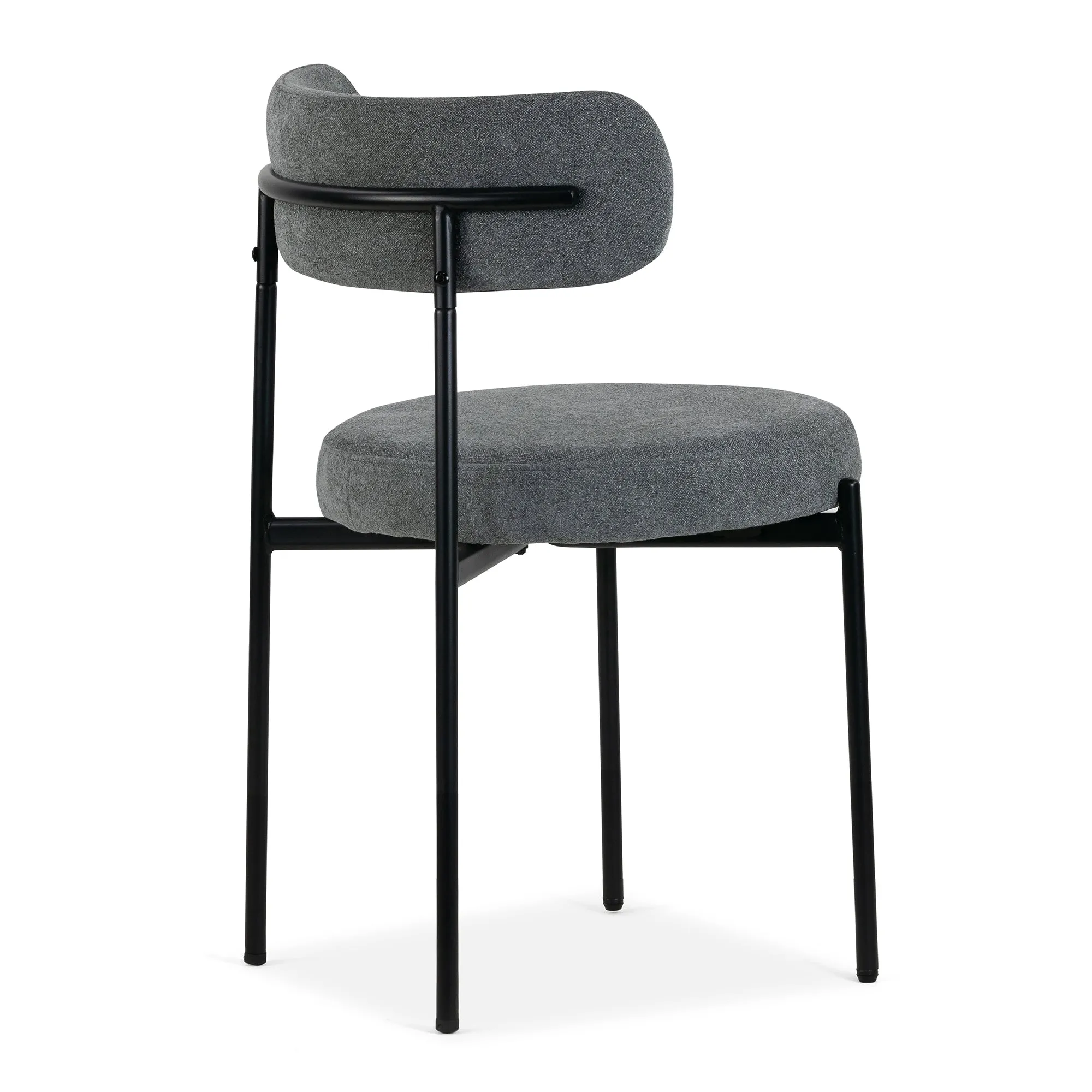 Set of 2 Avrom Gray Boucle Dining Chair with Black Metal Legs