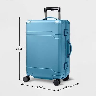 Signature Hardside Trunk Carry On Spinner Suitcase Blue - Open Story