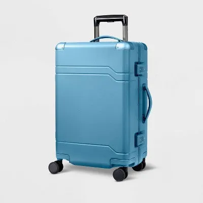 Signature Hardside Trunk Carry On Spinner Suitcase Blue - Open Story