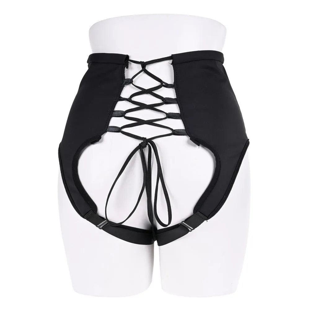 Sportsheets High-Waisted Corset Strap-On Harness Black