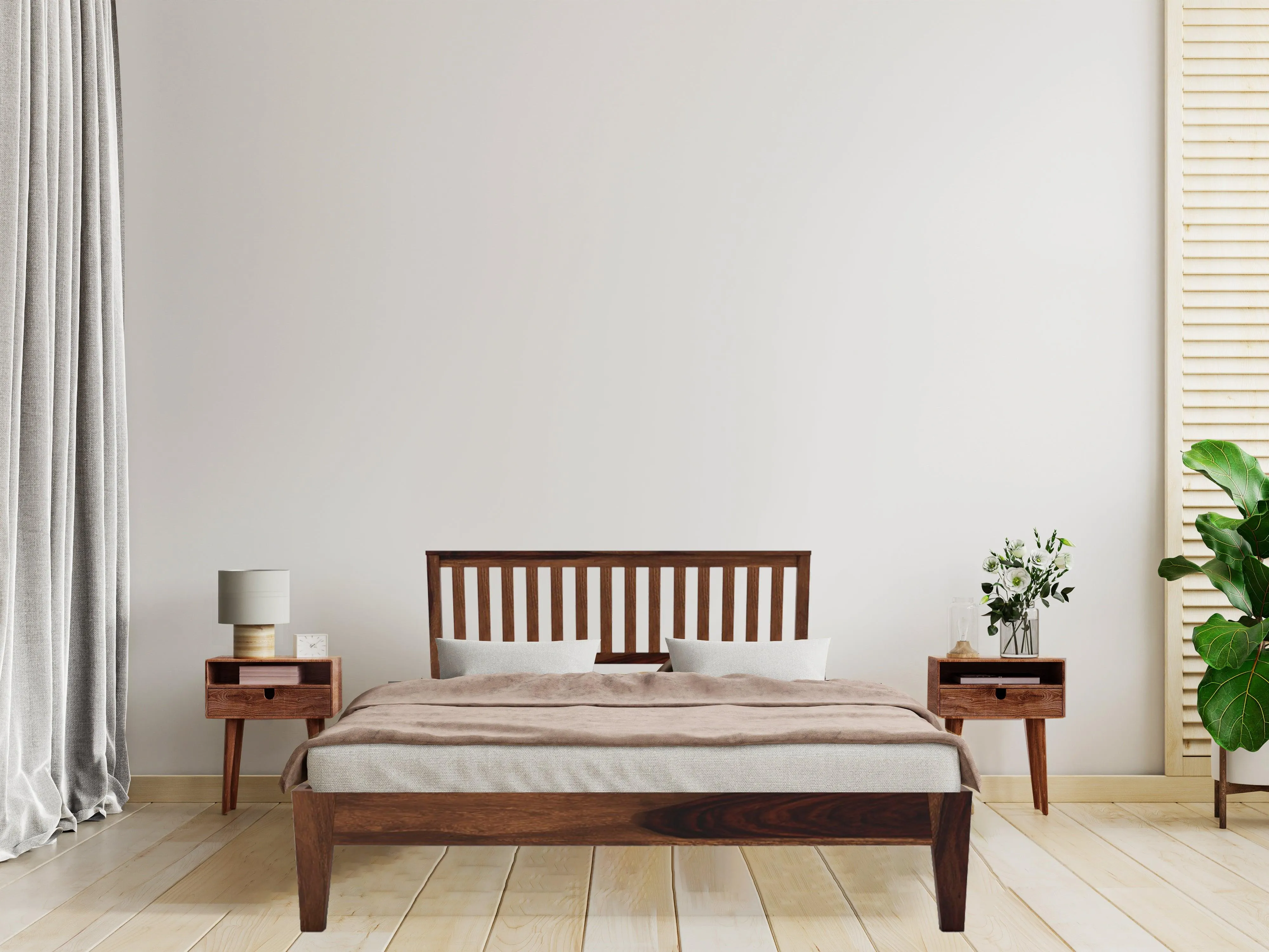 SUPAN BED QUEEN Sheesham Wood (Honey Finish)