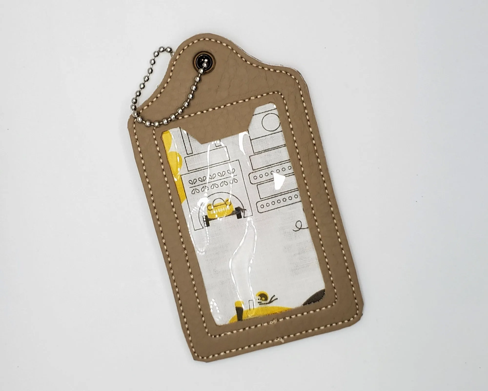 Tan Medical Equipment Luggage Tag with Travel print