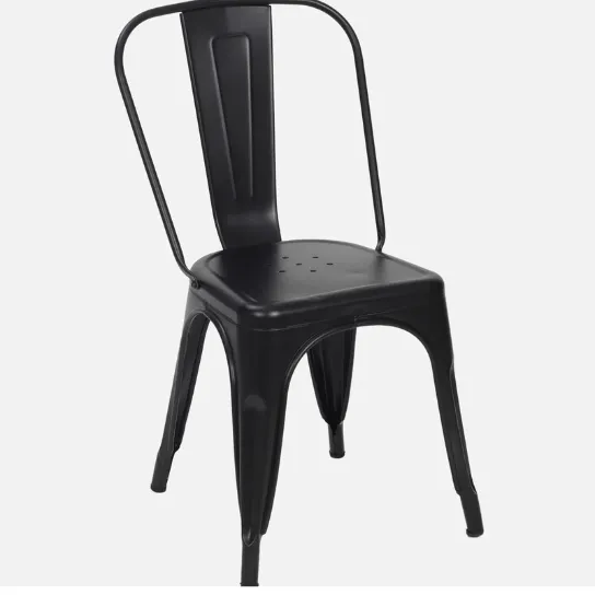 The Attic Metal Tolix Chair Set of 2 Industrial Seating at Its Finest Black