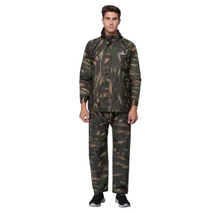 THE CLOWNFISH Polyester Men's Raincoat Standard Length Jacket Ranger Green Camo, Xl