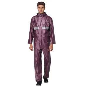 THE CLOWNFISH Rain Coat for Men Waterproof for Bike Raincoat for Men with Hood PVC Material. Set of Top and Bottom. Azure Pro Series (Burgundy, X-Large)