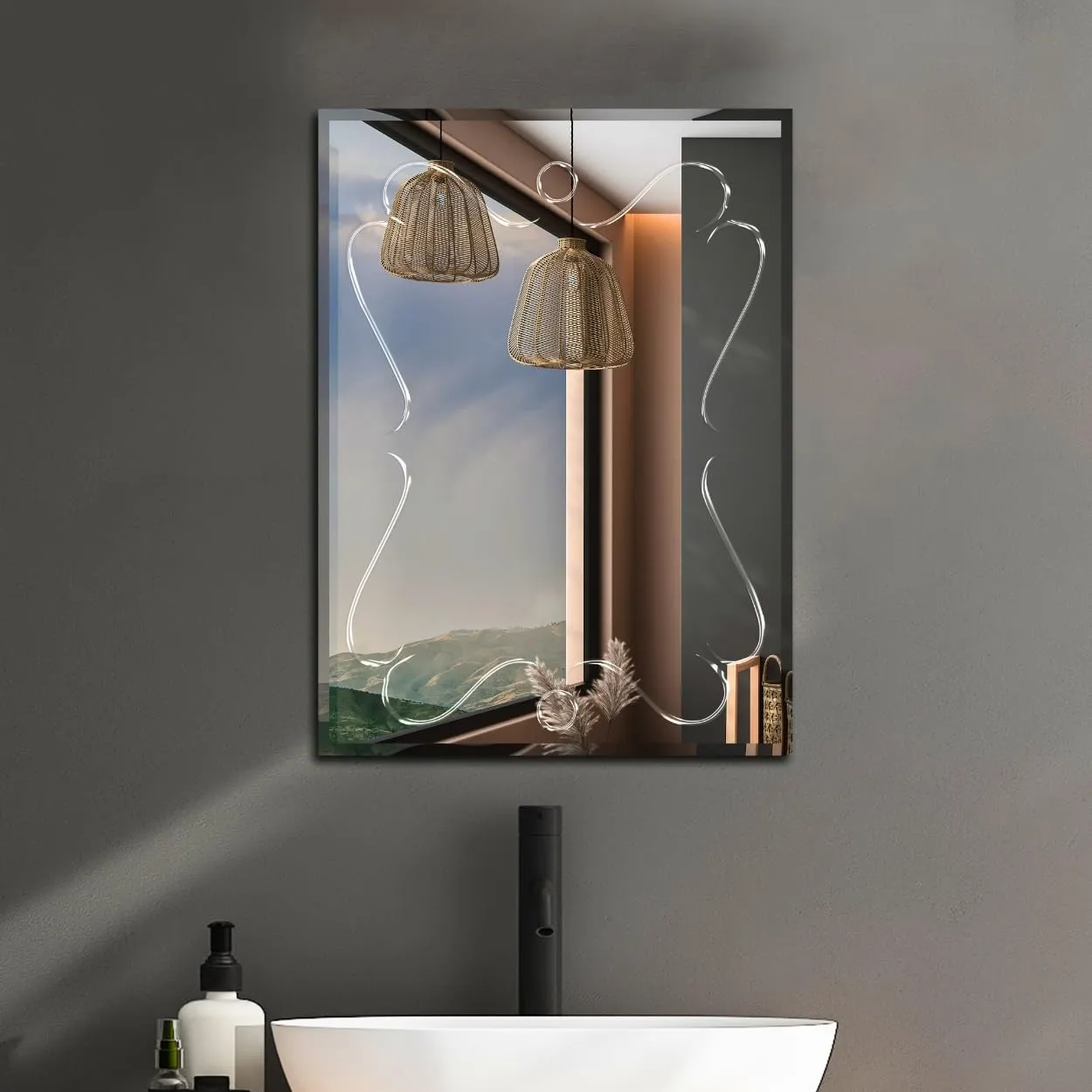 The Deqor Frameless Wall Mirror for Bathroom, Rectangle Design Bathroom Mirror, Bedroom Mirror, Washbasin Mirror, Mirror for Room 18x24 Inch |IMPDM12