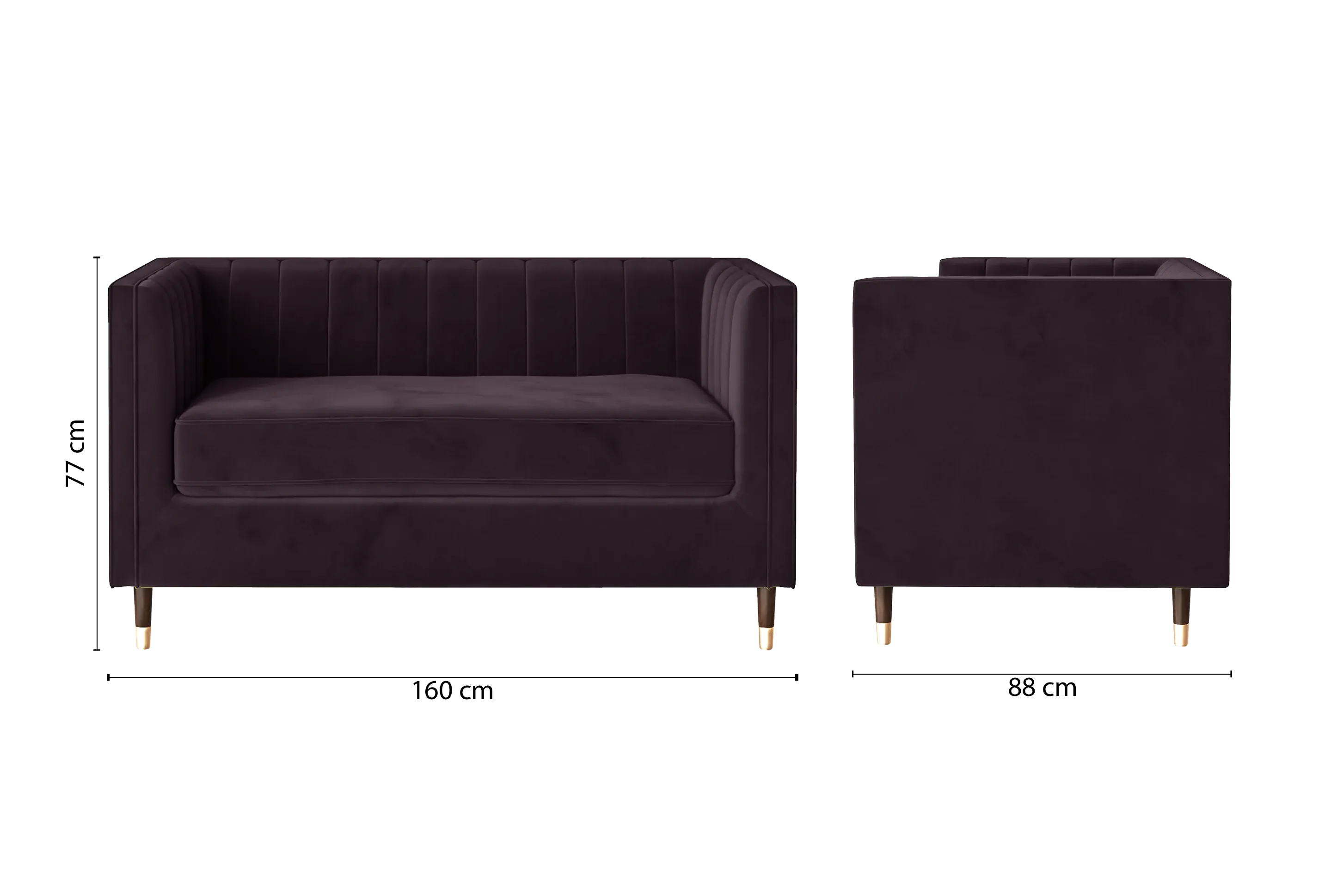 Tivoli 2 Seater Sofa Purple Velvet