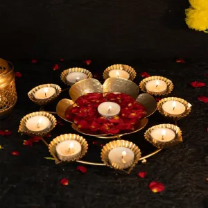 Urli Bowl Tealight Candle Holder for Home Decor | Floating Flowers or Tealight Candles Water Bowl for Diwali Pooja & Other Festivals Decoration | Table Decoratives Gift for Various Occassions