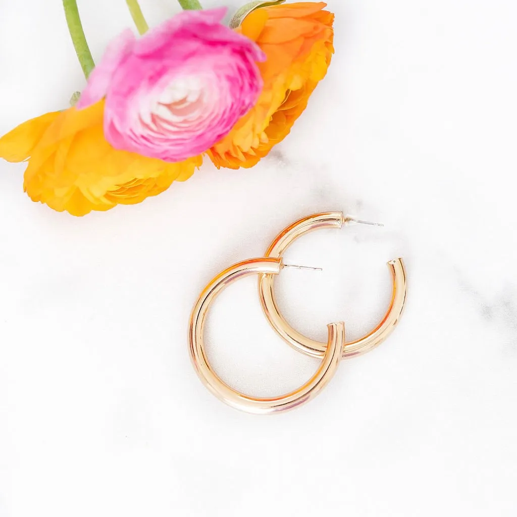 XL Classic Thick Gold Hoops